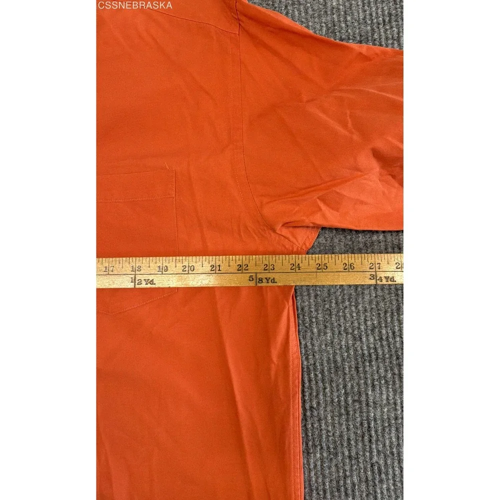 Tommy Hilfiger Mens Long Sleeve Button Down Shirt Orange Plaid Trim Contrast - M